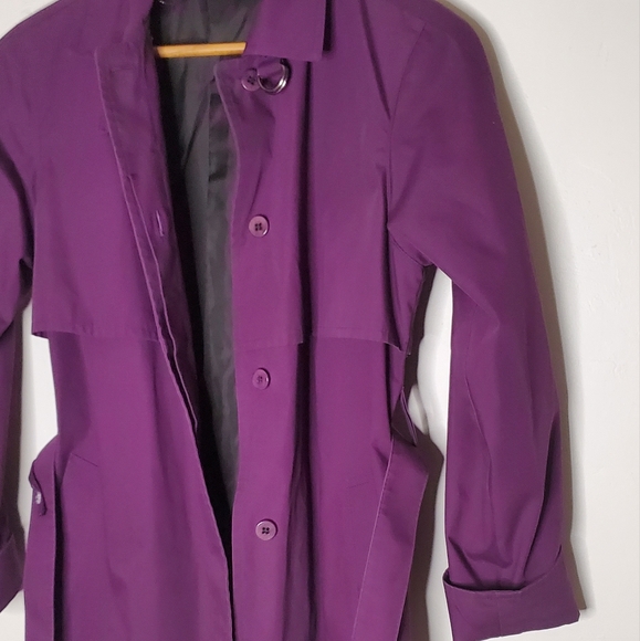Grape Purple London Fog Single Breasted Trench Coat - Picture 11 of 15